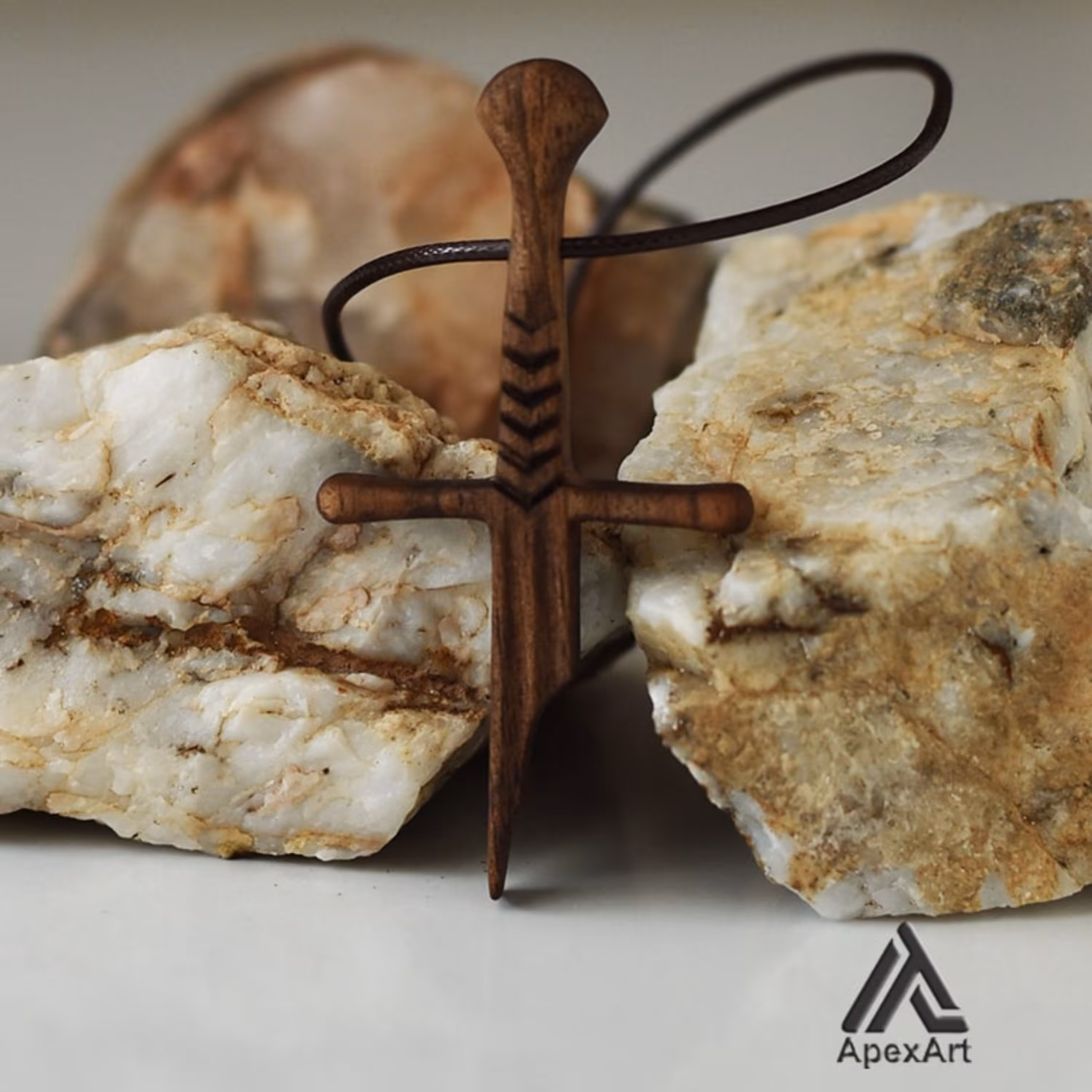 گردنبند چوبی طرح شمشیر شکسته نارسیل