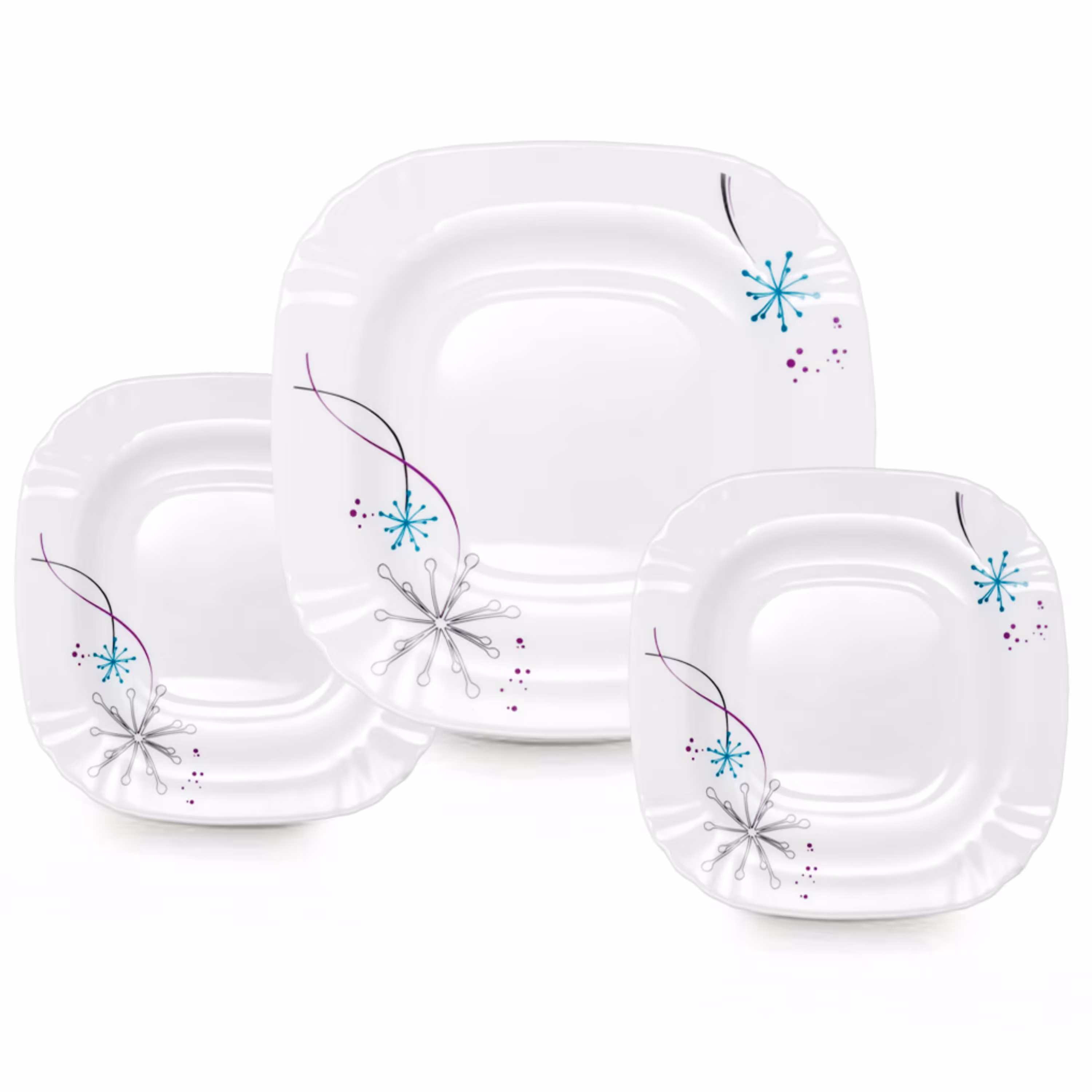 ست کیک خوری 7 پارچه طرح هانی آبی مربع