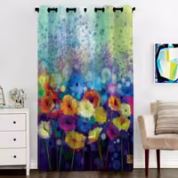 پرده پنجره مخمل پانچ گل سایز 138 در 290 مدل C3-308 شرکت رنس