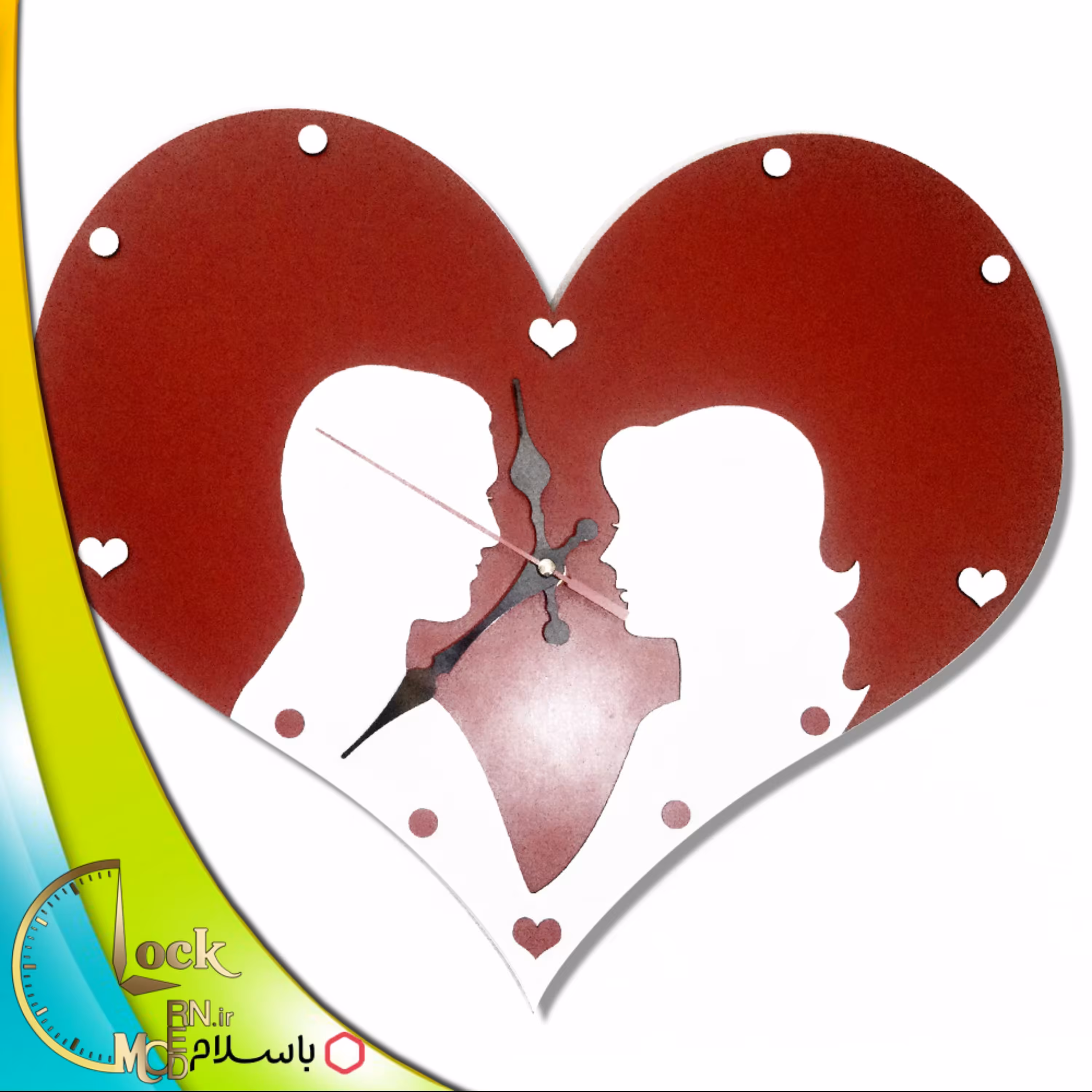ساعت دیواری طرح قلبی عاشقانه کد 348