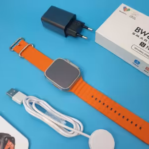 ساعت طرح اپل واچ با کیفیت عالی بند نارنجی همراه با شارژر رایگان