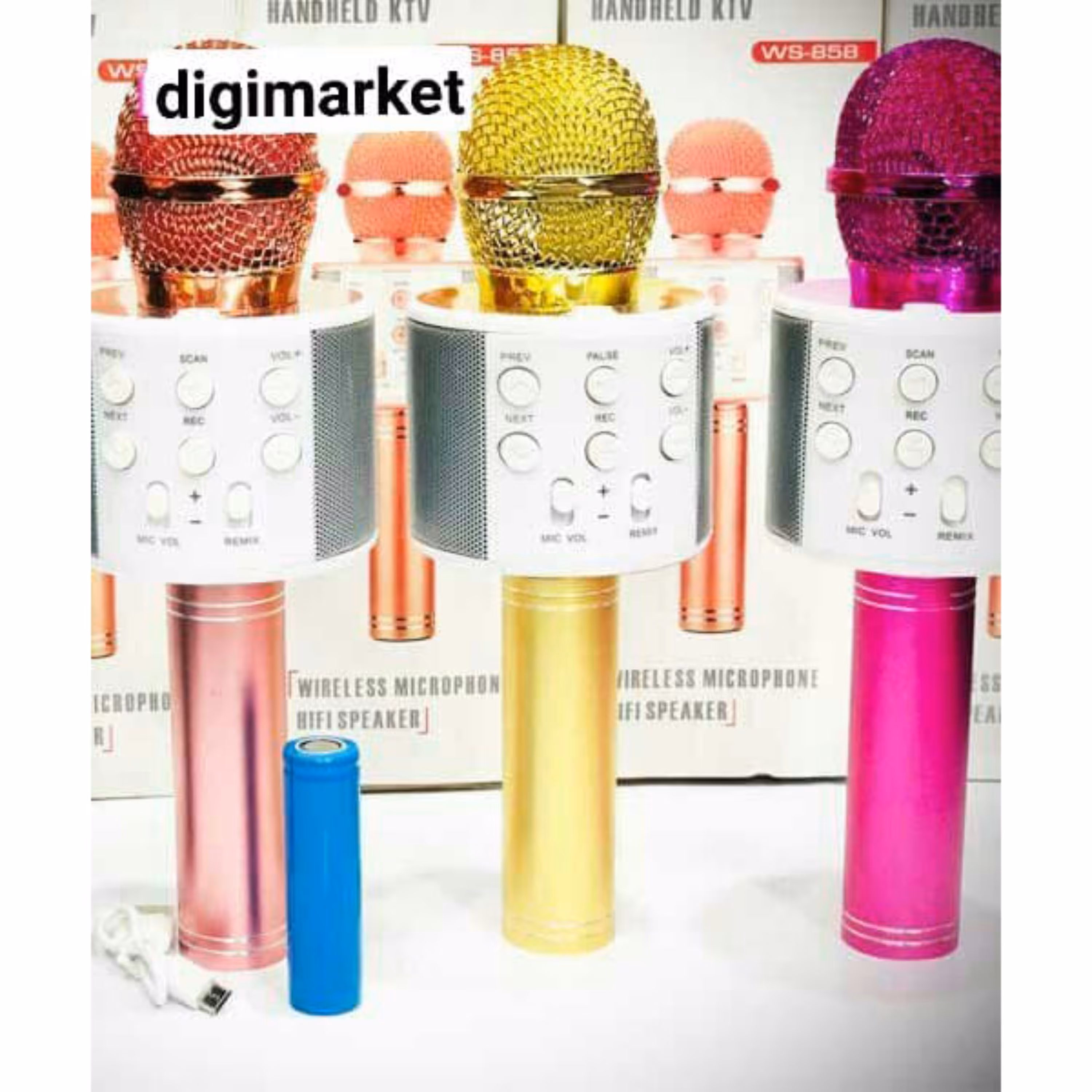 اسپیکر و بلندگو مدل WS-858  با قابلیت اکو (دکمه پلاستیکی و آبی رنگ)