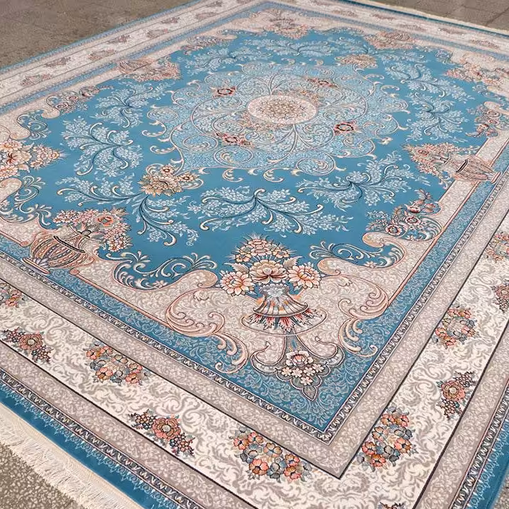 فرش  اکرلیک  6 متری 700 شانه طرح مهیا رنگ آبی کد N252