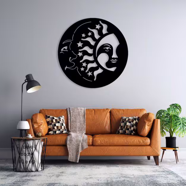 استیکر دیواری طرح ماه و خورشید کد 02