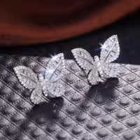 گوشواره طرح پروانه فول نگین کد E448