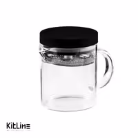 قوری دمنوش پیرکس 450 میلی لیتری همراه با در مشکی