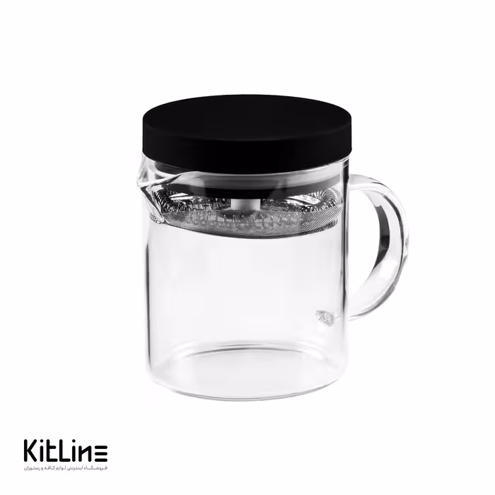 قوری دمنوش پیرکس 450 میلی لیتری همراه با در مشکی