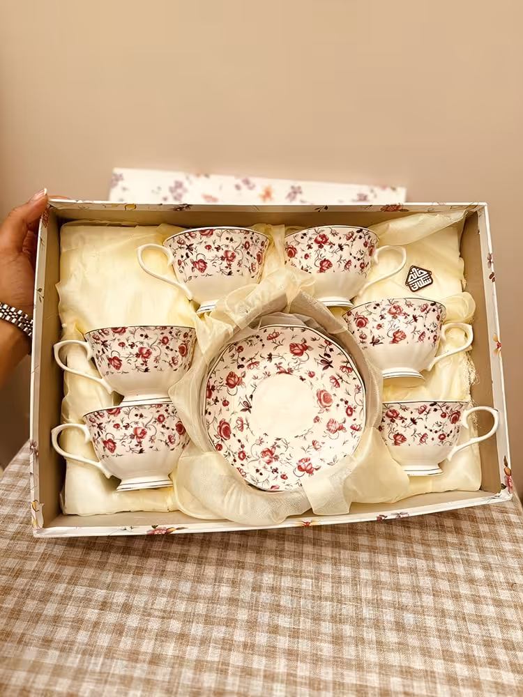 ست 6 عددی فنجون نعلبکی گل سرخ کد001773