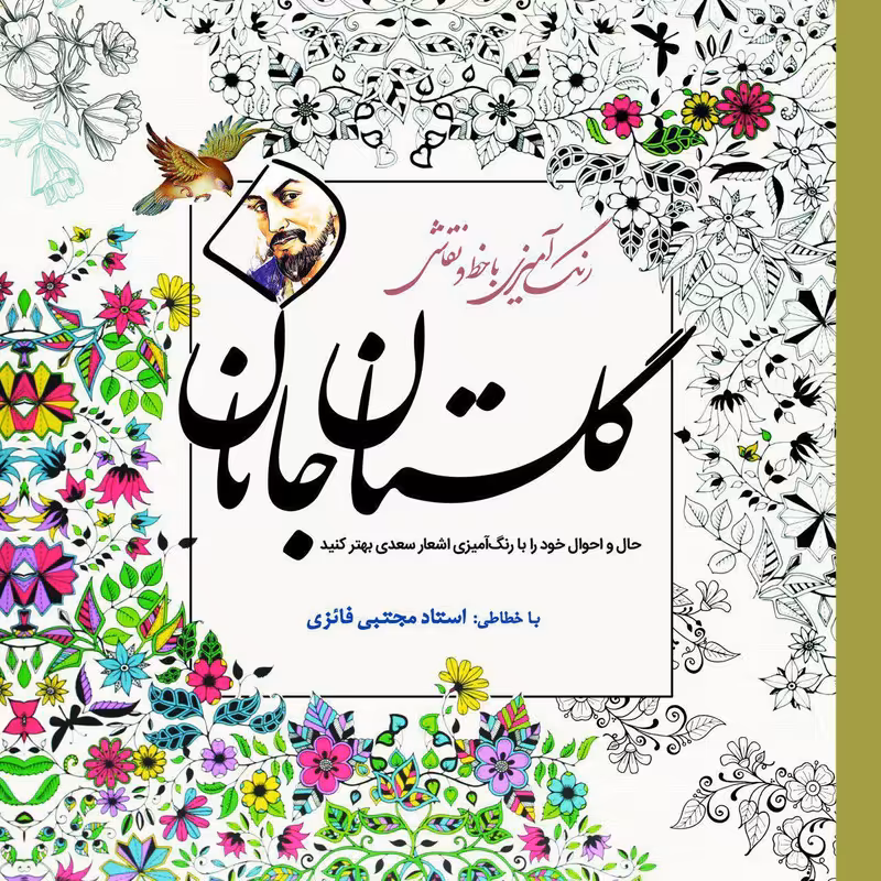 کتاب رنگ آمیزی با خط و نقاشی گلستان جانان اثر مجتبی فائزی انتشارات سبزان
