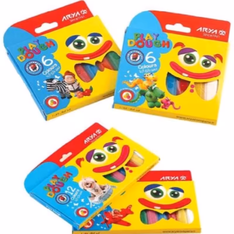 خمیر بازی 7 رنگ اریا مقوایی  خمیر بازی اریا خمیر کلی ژل بازی ژل اسلایم 