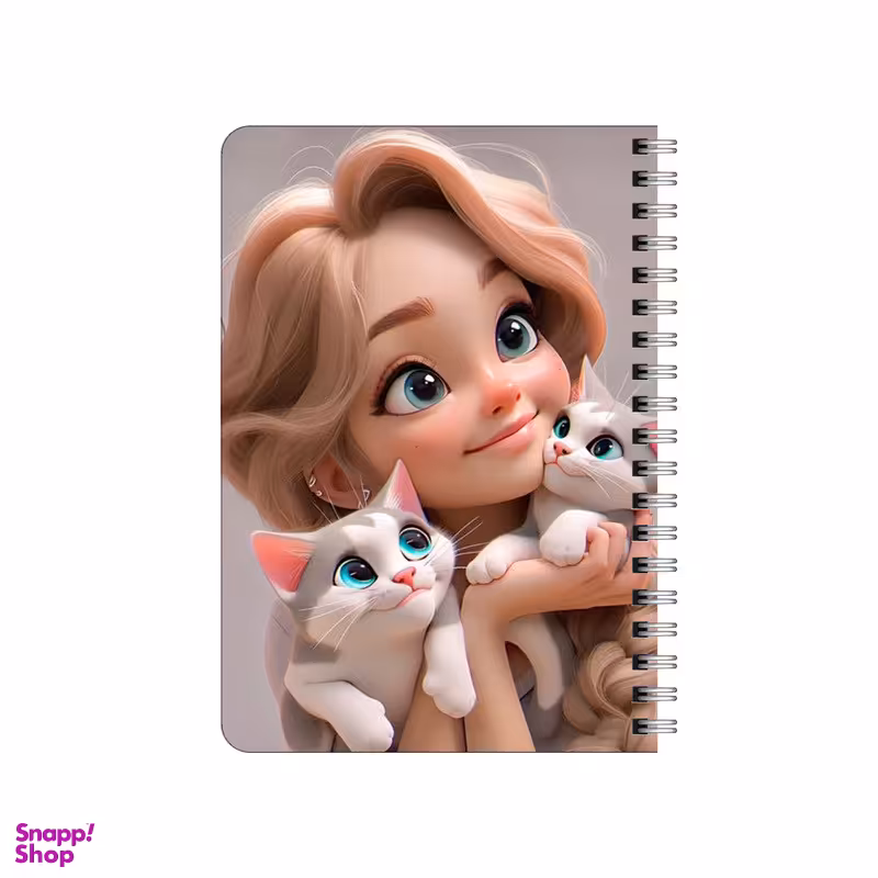 دفترچه یادداشت بامبیلیپ مدل چوبی طرح دختر و بچه گربه ها کد 0338957