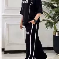 ست تیشرت و شلوار بیرون پوش گلکسی شیما