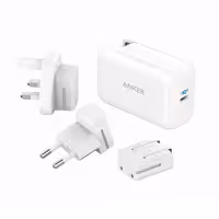 شارژر دیواری انکر مدل A2712H21 PowerPort III 65W Pod به همراه مبدل برق مجموعه 3 عددی


