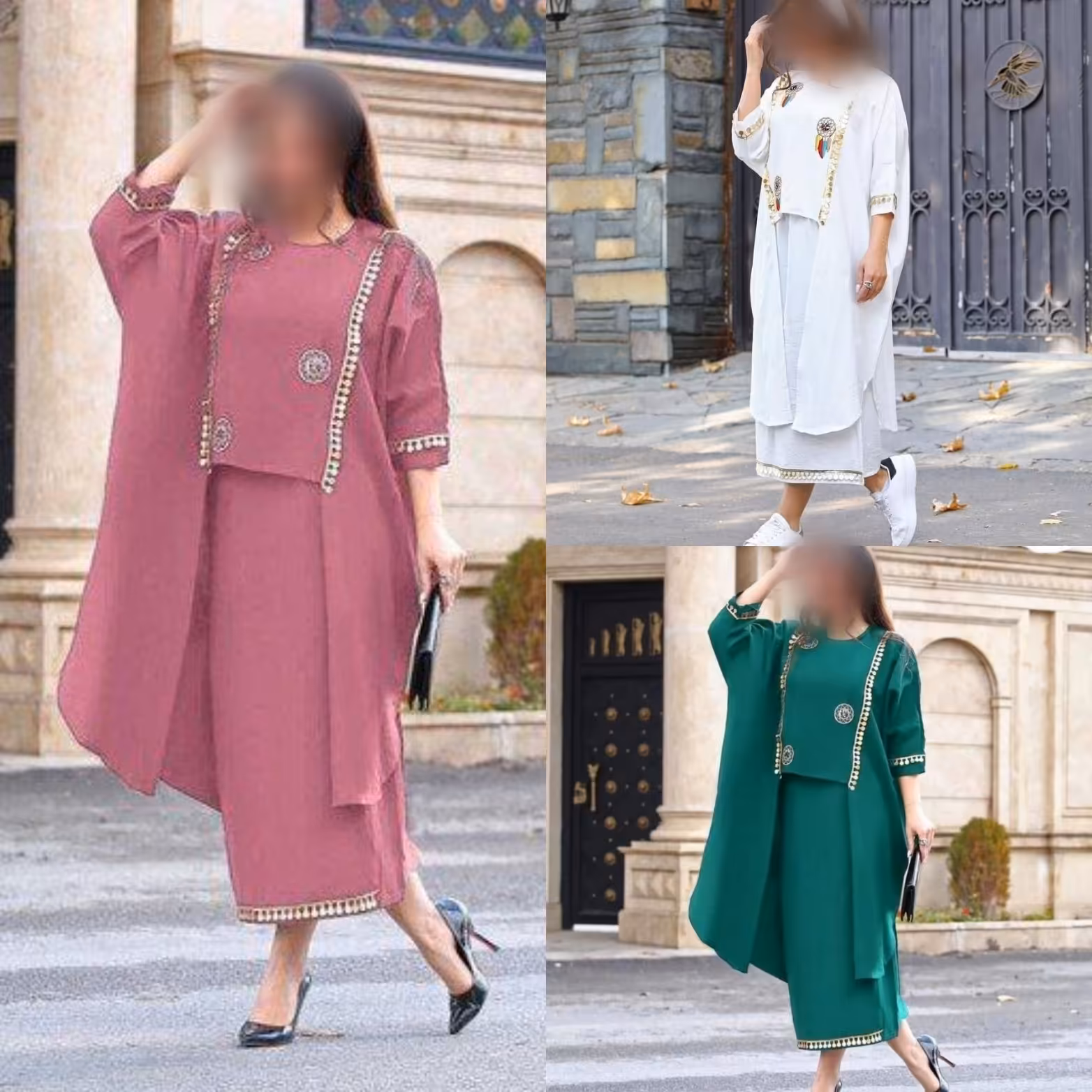 شومیز دامن خلیجی جنس ابروبادی درجه یک فری 36 تا46