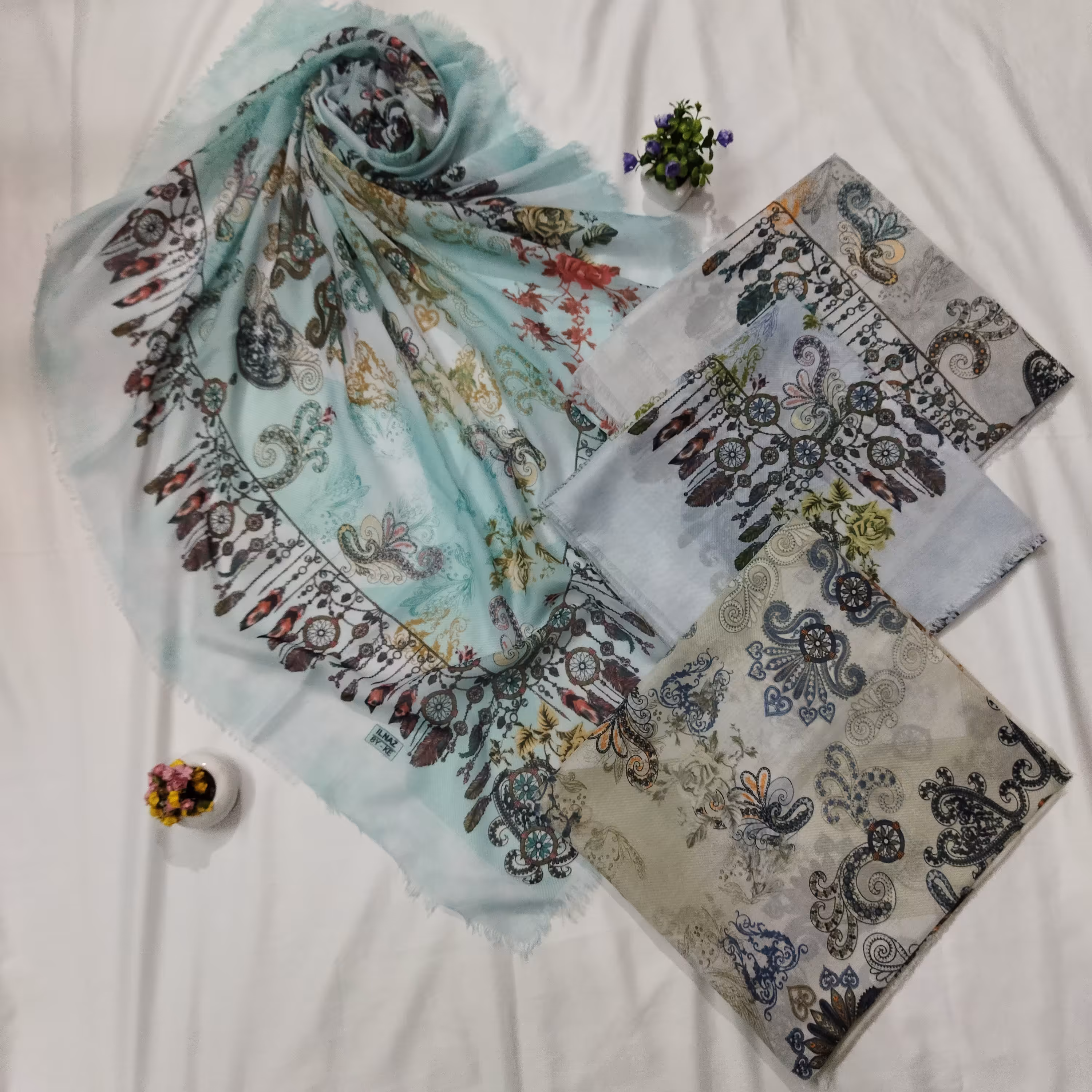 روسری نخی قواره 130 در 10 رنگ