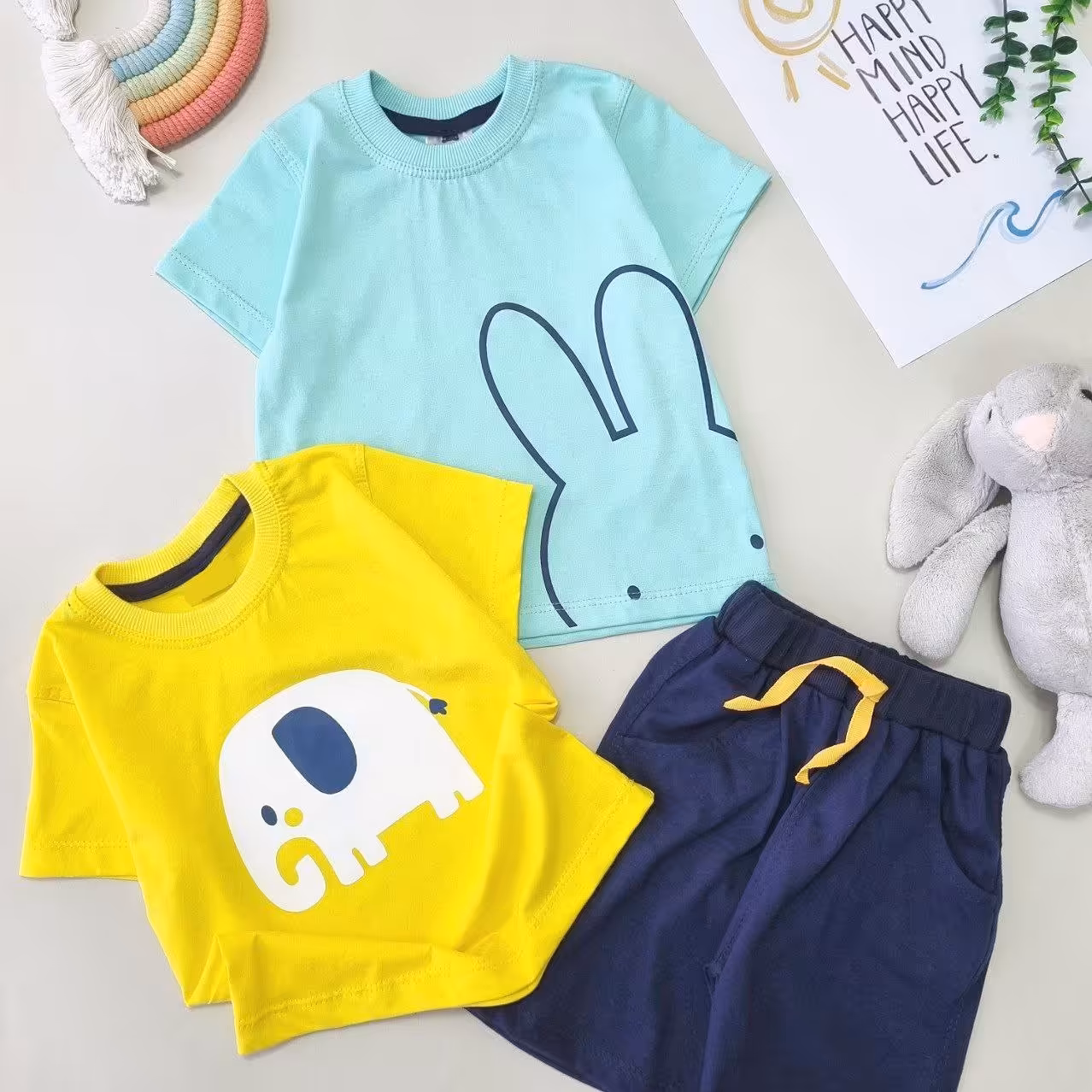 تیشرت شلوارک فیل و خرگوش کد 3339 سایز 35 تا 45 مناسب 6 ماه تا 5 سال 