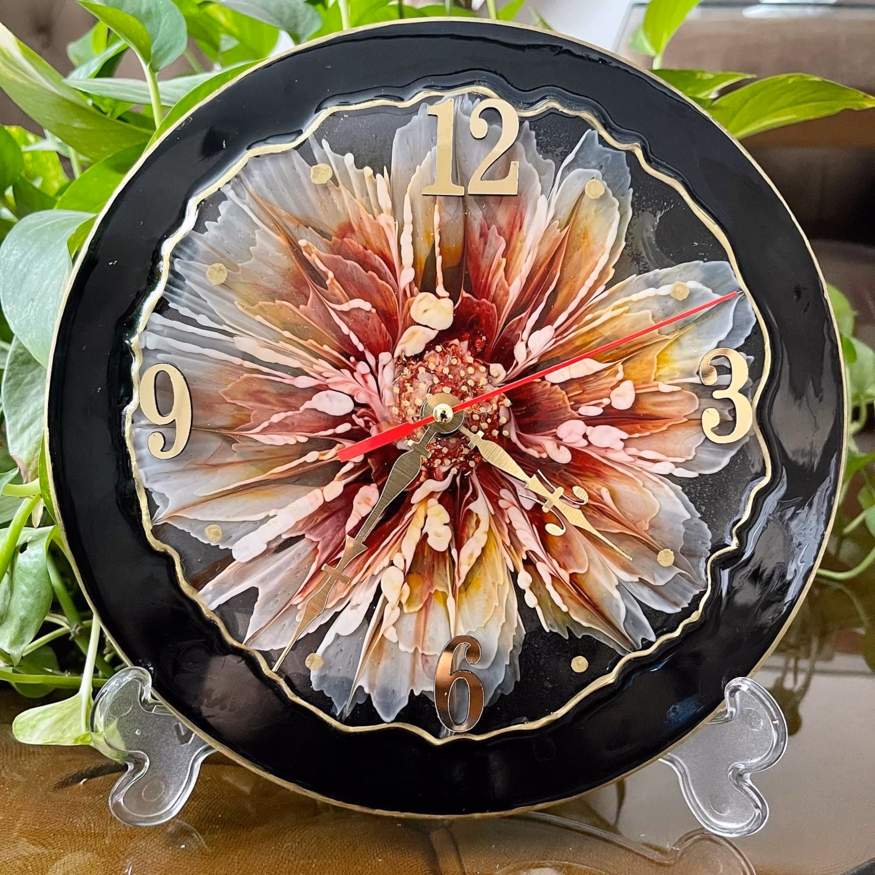 ساعت رومیزی طرح گل سه بعدی