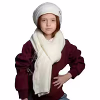 ست کلاه و شال گردن بافتنی دخترانه سام مدل 453 رنگ سفید