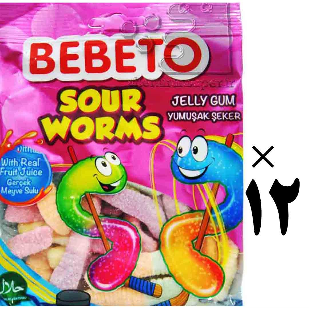 پاستیل ترش کرمی ببتو 12 عددی Bebeto