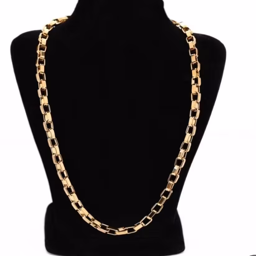 زنجیر استیل دیپلمات مردانه استیل درشت نقره ای و طلایی موجود 