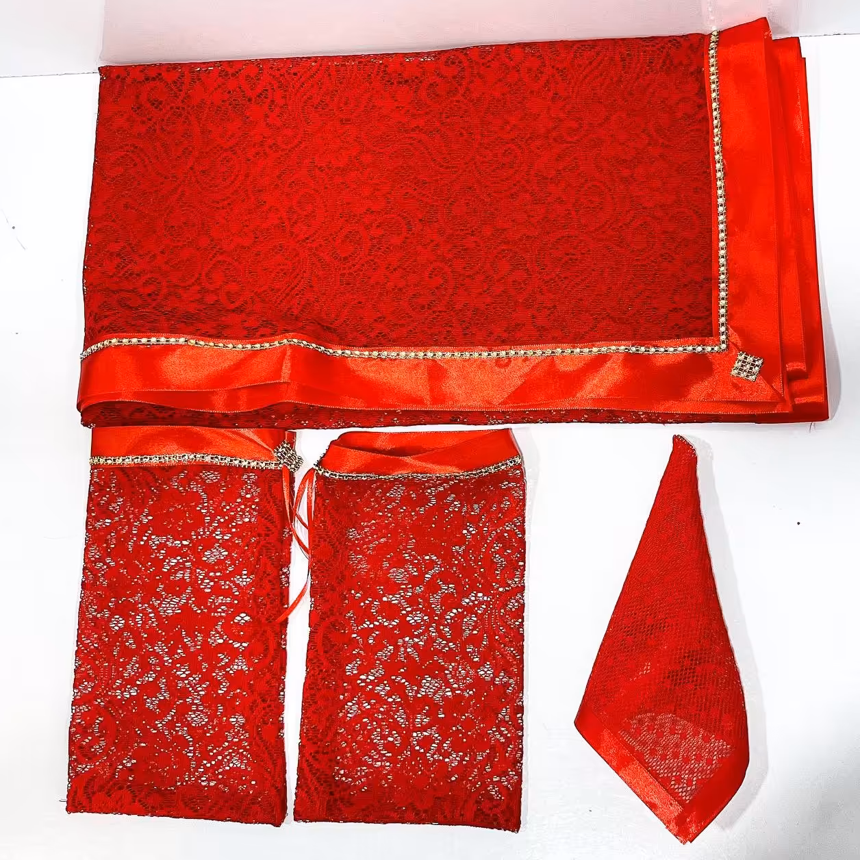 شال حنای دور ساتن و نوار