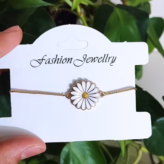 دستبند مینیمال  آسانسوری طرح  بابونه  