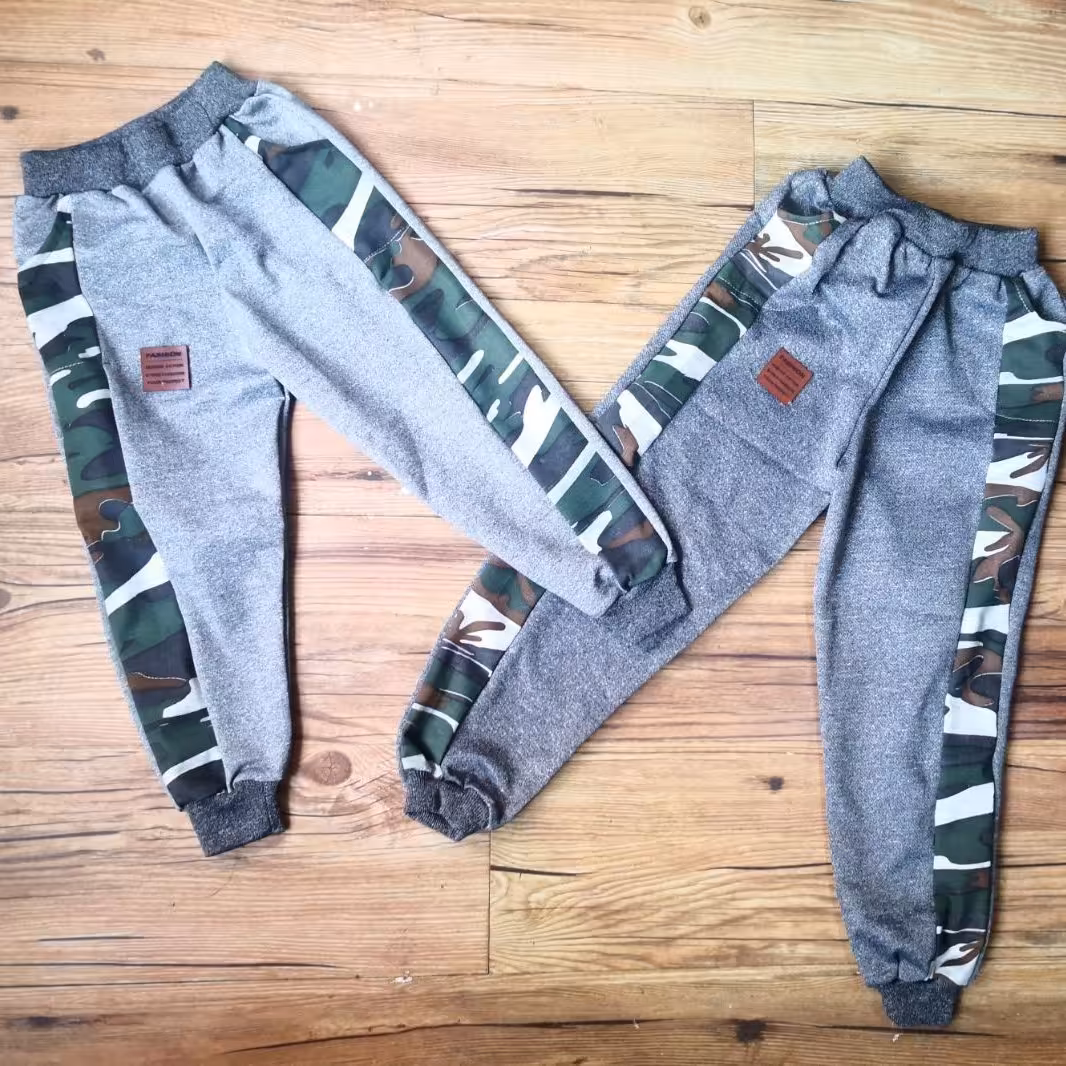 شلوار اسلش پسرانه جیب دار ارتشی قد40تا60سانت جنس ملانژمناسب سن3ماه تا5ساله قد از کمر تا مچ پا 40-45-50-55-60سانتی متر