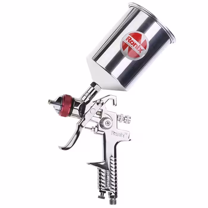 پیستوله بادی صنعتی کاسه فلزی سایز نازل 1.3 میلی متر ظرفیت 600 میلی لیتر رونیکس مدل RH-6313