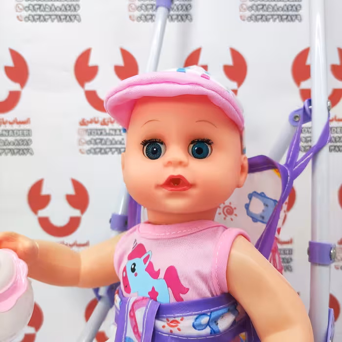 عروسک نوزاد همراه با کالسکه 