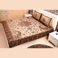 روتختی ترمه سالاری یزد - طرح بهار - 5رنگ ابریشمی 2نفره با یک جفت روکش نازبالشت