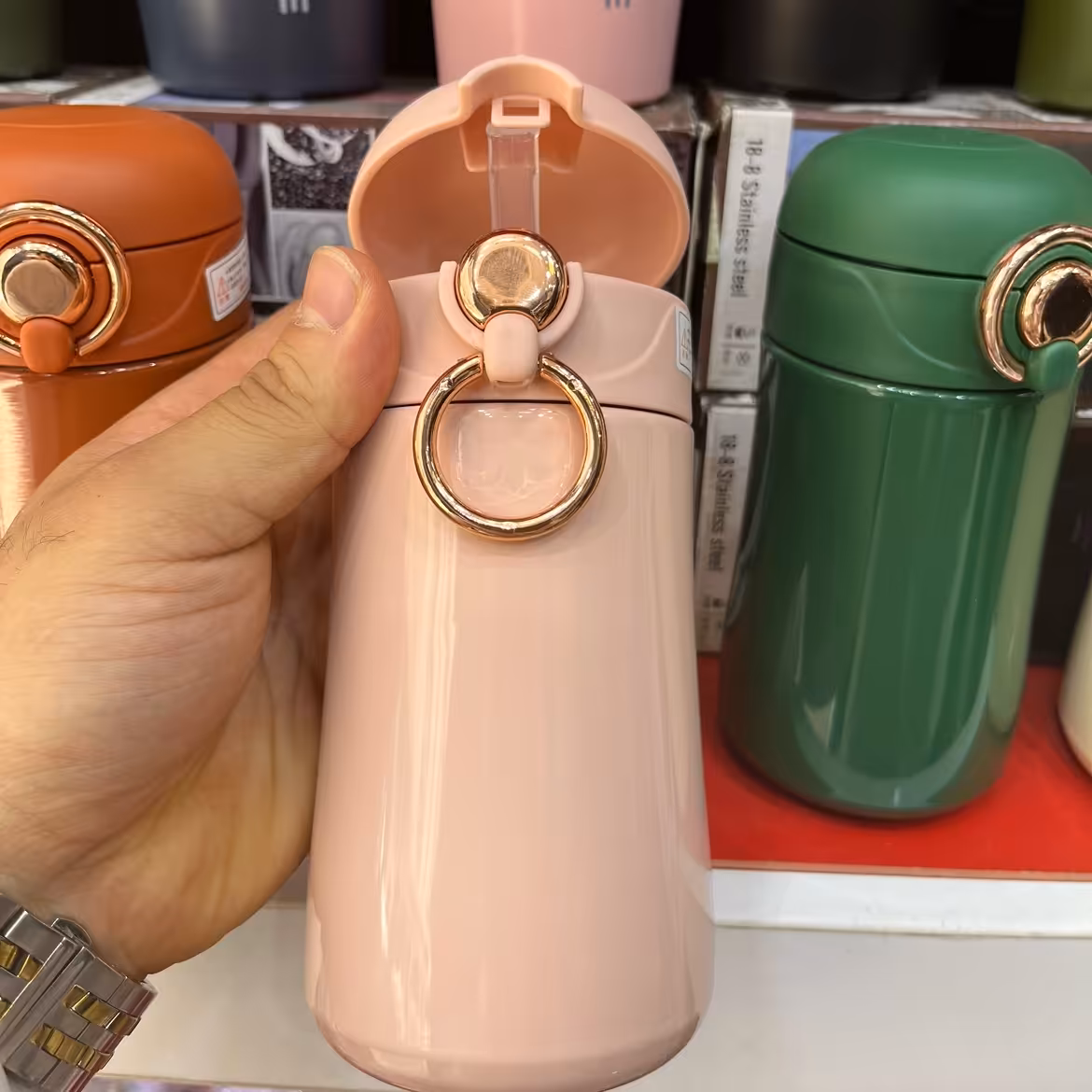 فلاسک قفل دار رنگ کالباسی مدل y-cup 400ml