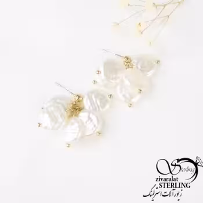گوشواره با آویز مرواریدی تخت کد 7045