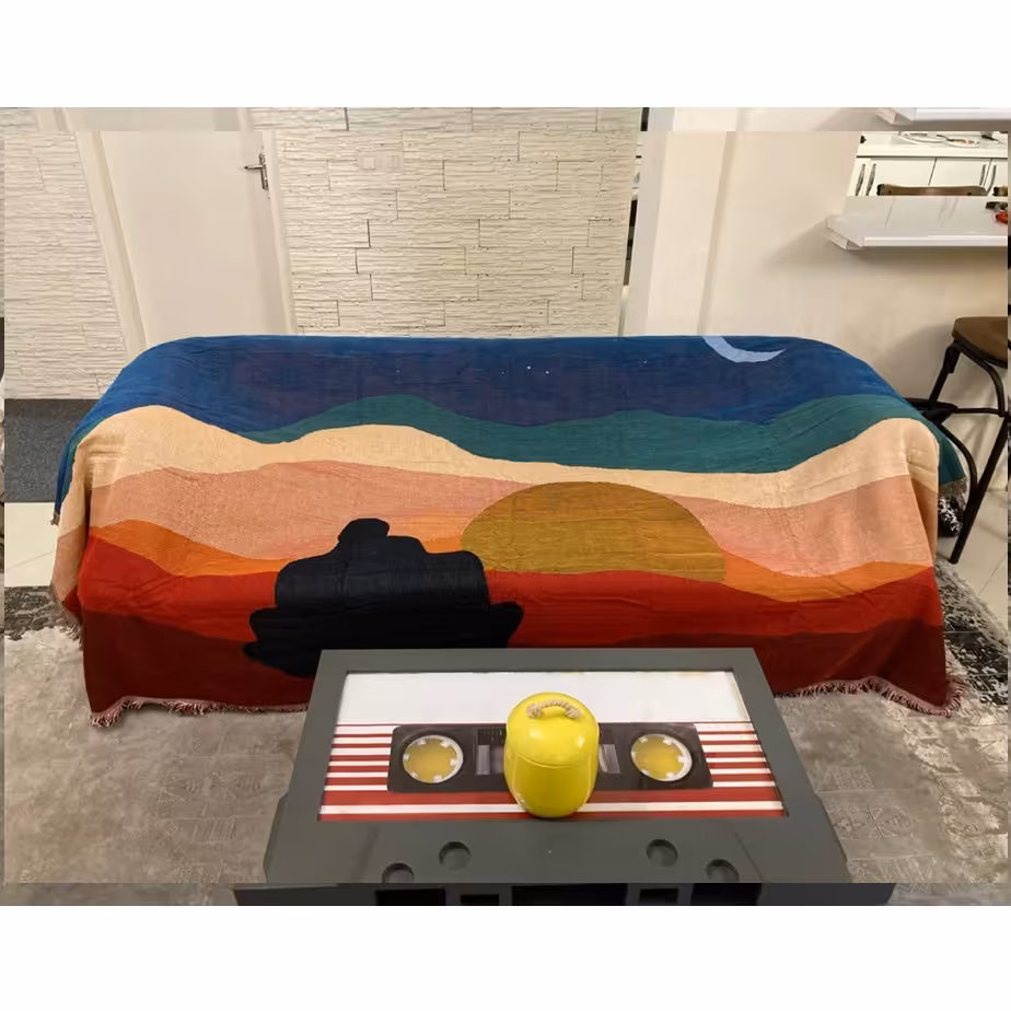 کاور و شال مبل الیاف طبیعی ابعاد 180 در 300 سانتی متر طرح هفت رنگ