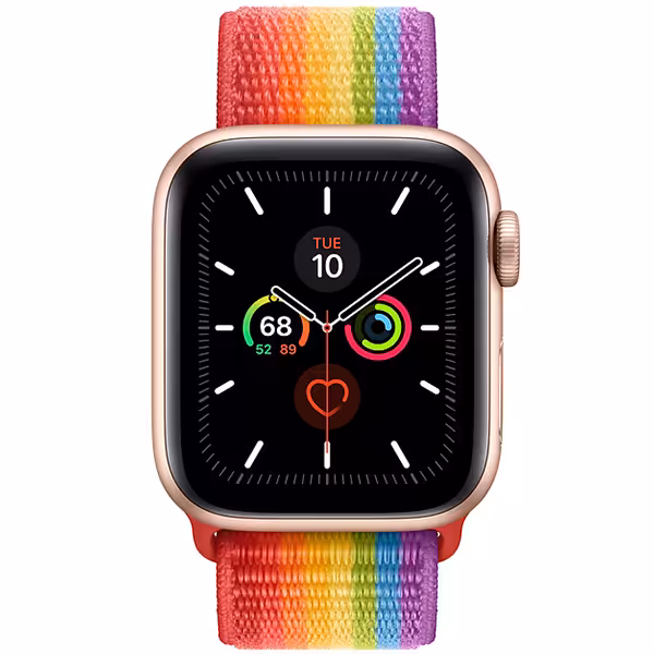 سری 5 اسپرت مردانه 44 میلیمتری Gold Aluminum Case with Pride Sport Loop - Hiapple.ir