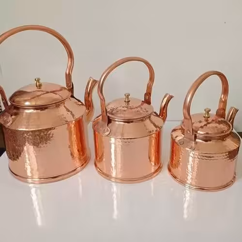 سرویس کتری و قوری 2 سایز مسی بزرگ نانو شده