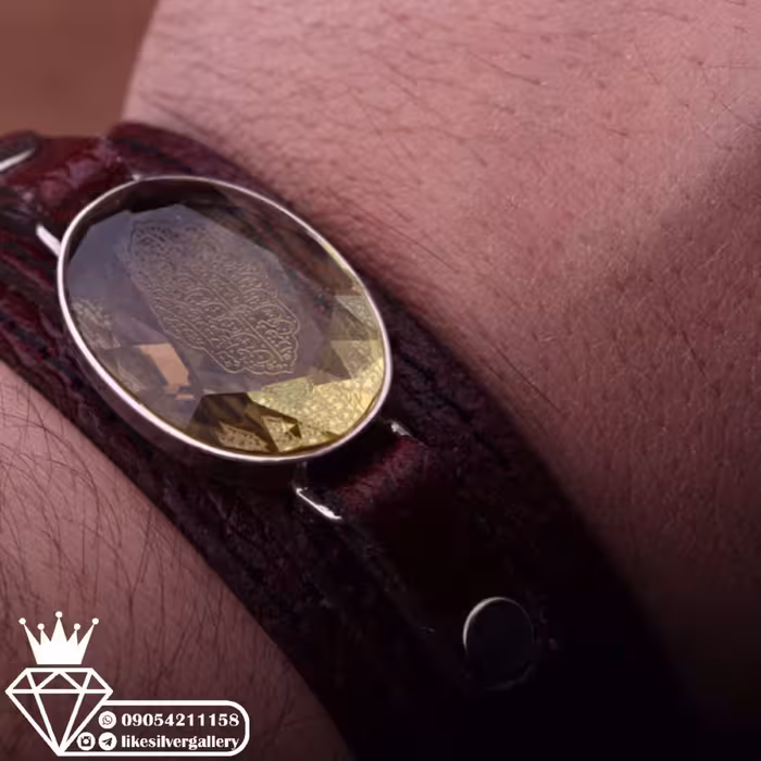 دستبند چرم نقش و من یتق الله چرم گاوی طبیعی ارسال رایگان