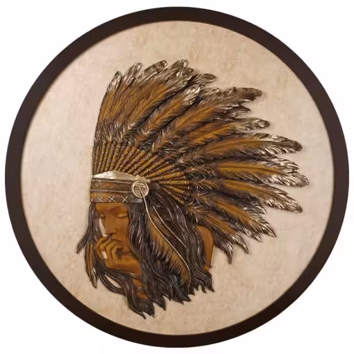 تابلو دست ساز پلی رزین با فریم چوبی طرح سرخ پوست مدل MELANIA کد PH-3000 رنگ قهوه ای(BROWN)