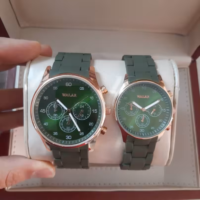 ست ساعت والار بند یشمی دور مشکی