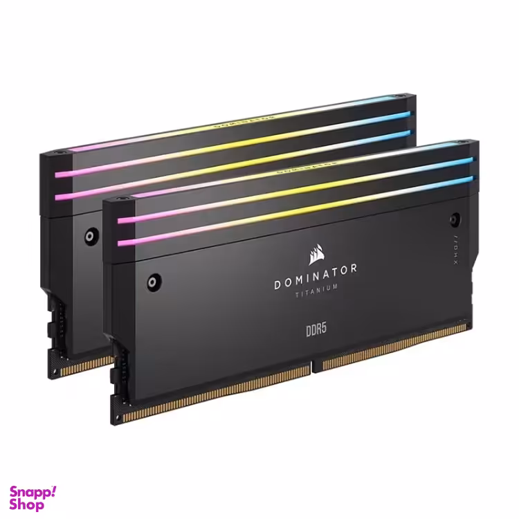 رم دسکتاپ کورسیر مدل DOMINATOR TITANIUM Black RGB 32GB 16GBx2 7200Mhz CL34 DDR5 ظرفیت 16 گیگابایت بسته 2 عددی