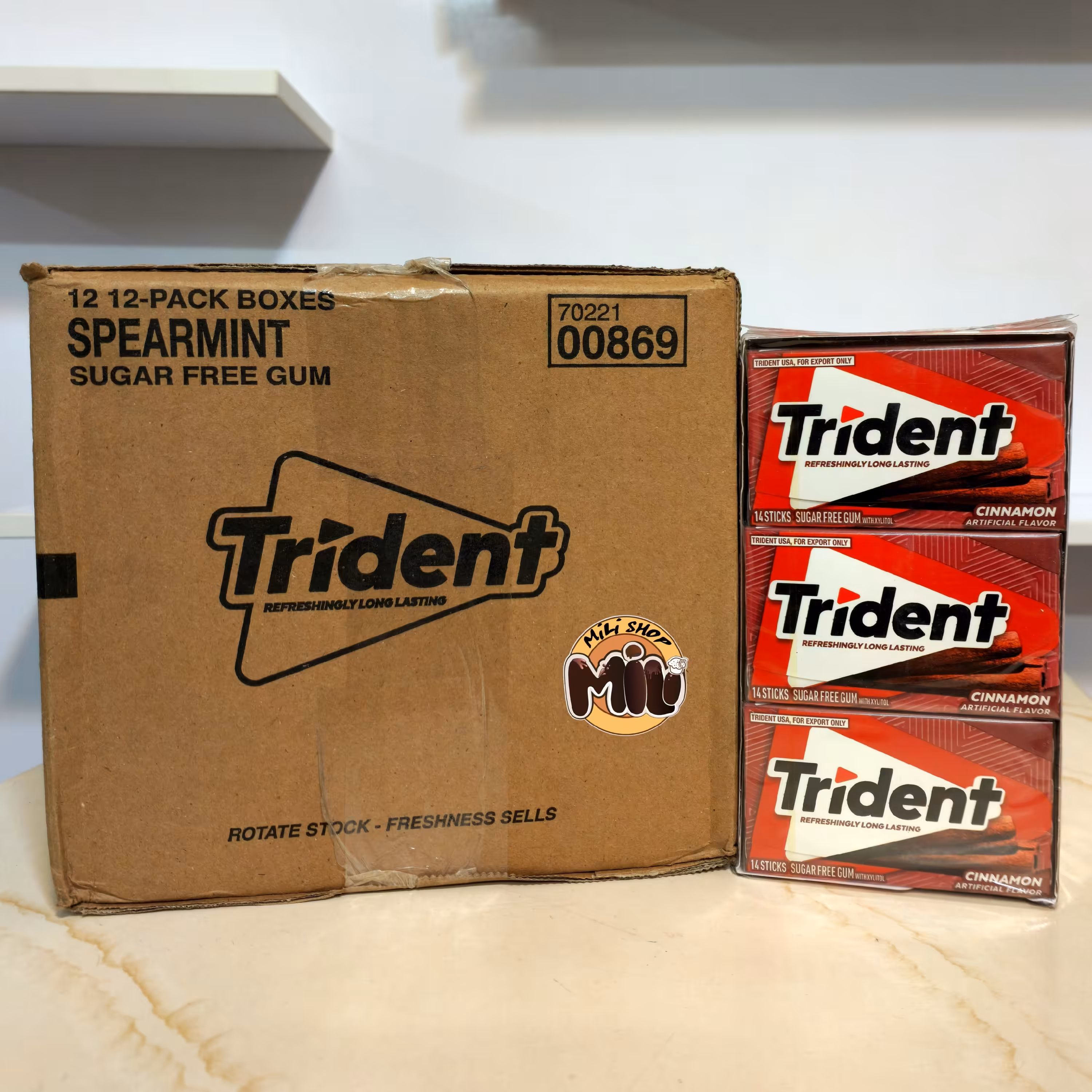 آدامس تریدنت طعم دارچین(بدون شکر)یک بسته 12 عددی