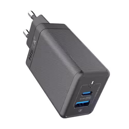 شارژر دیواری 65 وات هیسکا مدل H-126GAN به همراه کابل تبدیل USB-C