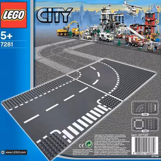 لگو T-Junction &amp; Curved Road Plates کد 7281