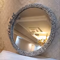 اینه کریستالی  قطر 60 سانت .اینه دکوراتیو اینه رزینی آینه قدی آینه تزیینی اینه آینه گرد