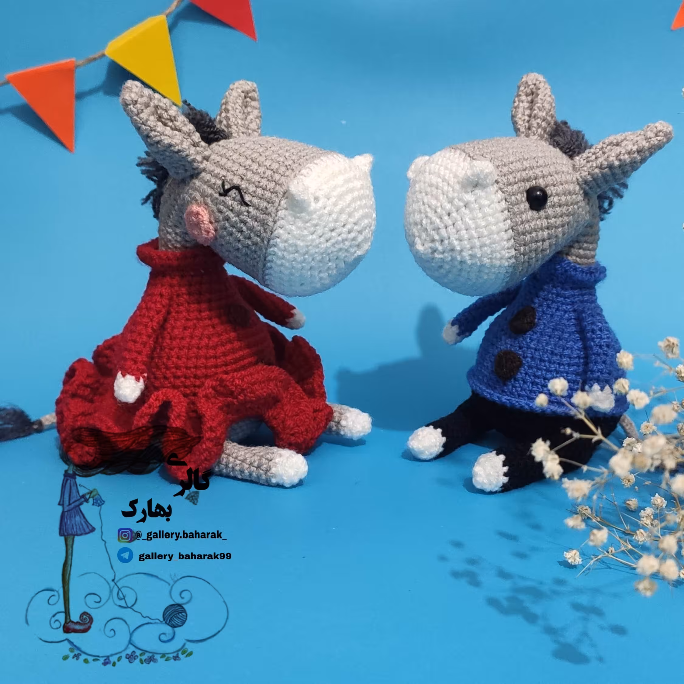 عروسک بافتنی ولنتاین الاغ های عاشق