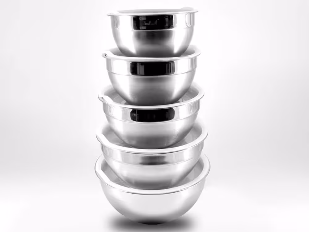 ست 10 پارچه لگن استیل درب دار