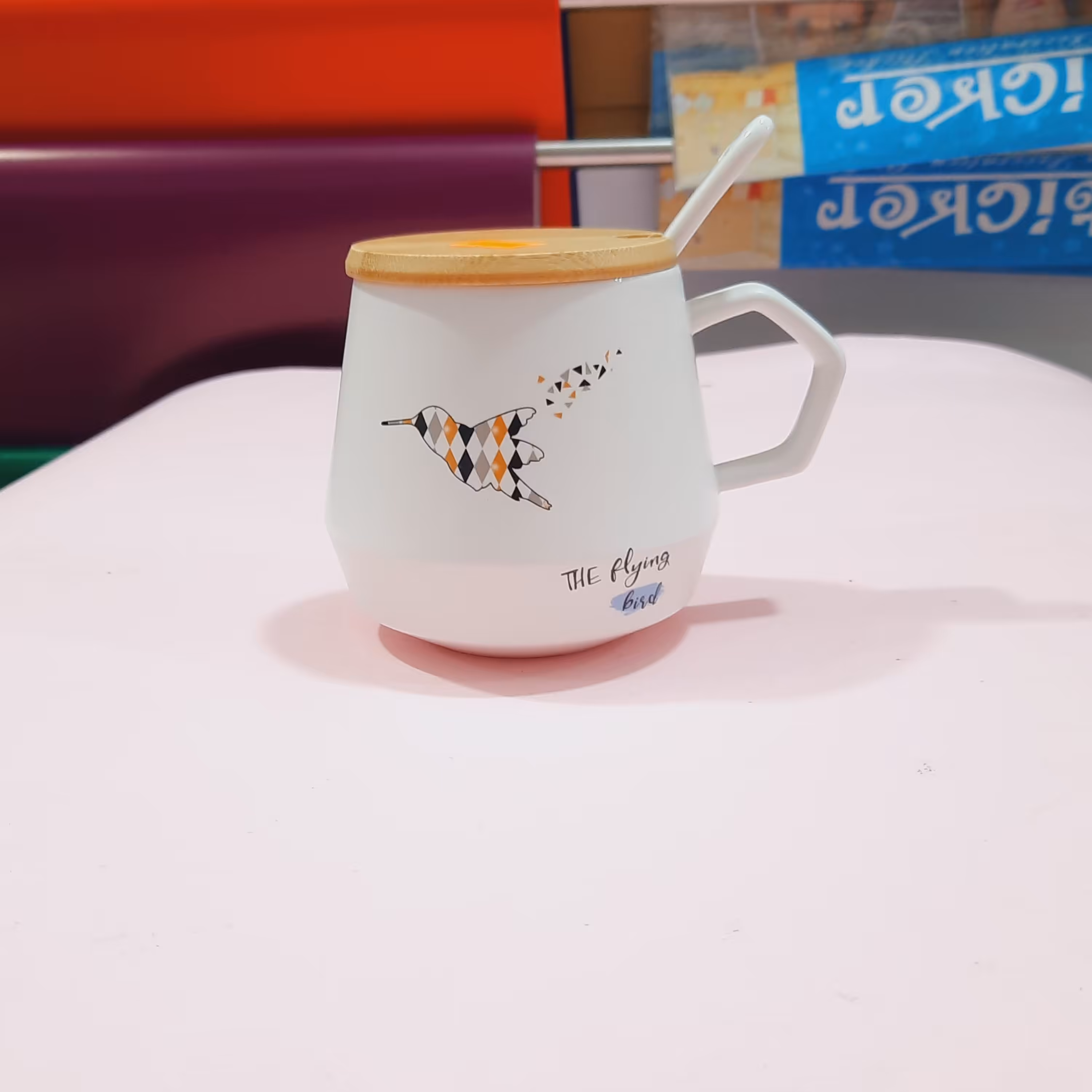 ماگ سرامیکی با درب چوبی