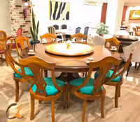 میز گرد 8 نفره نقره ای چوبی کد 2501