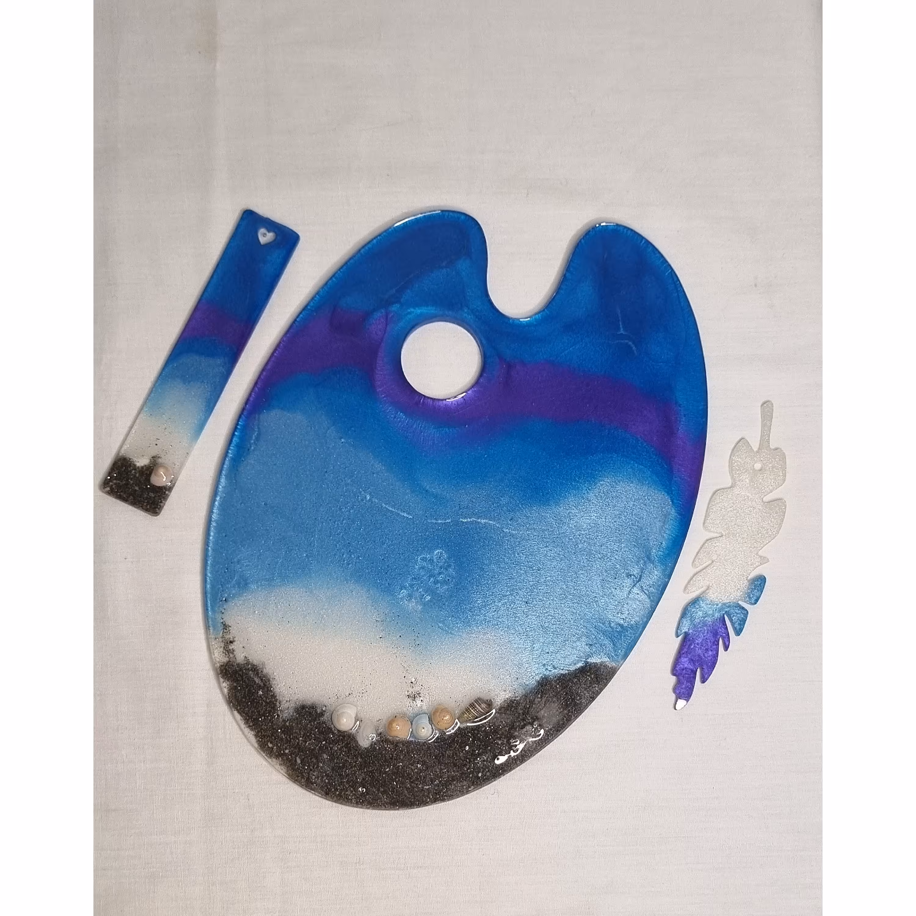 پالت رزینی طرح دریا به همراه ست بوکمارک