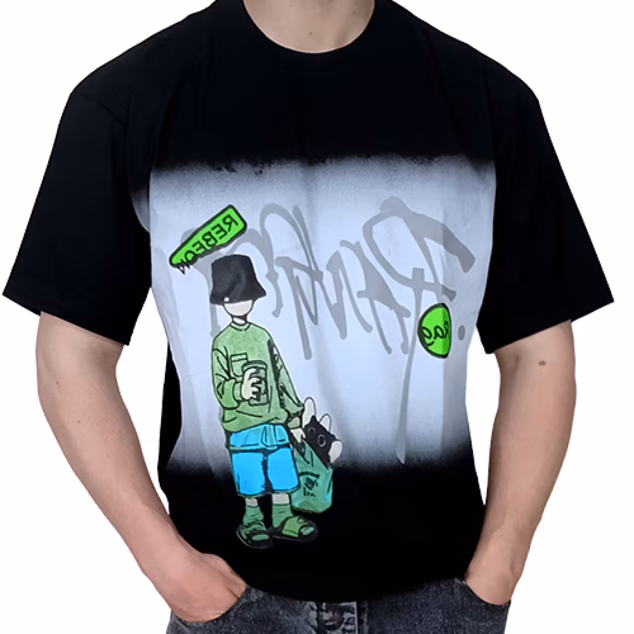 تیشرت آستین کوتاه مردانه مشکی طرح چاپ