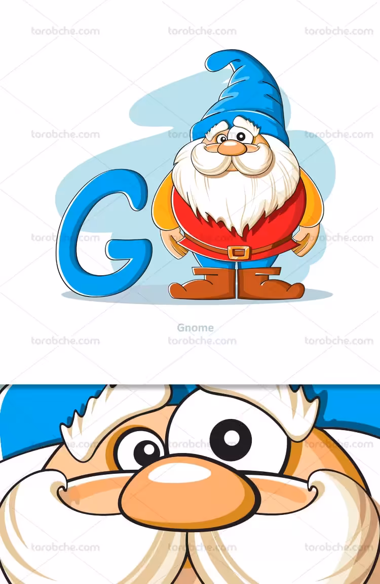 وکتور آموزشی حروف لاتین کودکان حرف G | گرافیک با طعم تربچه